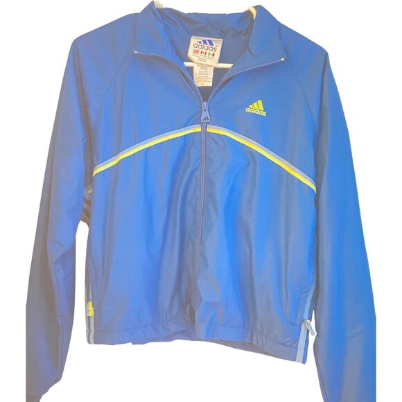 VINTAGE 90s Y2K Adidas Blue Windbreaker Track Jacket - Picture 1 of 2